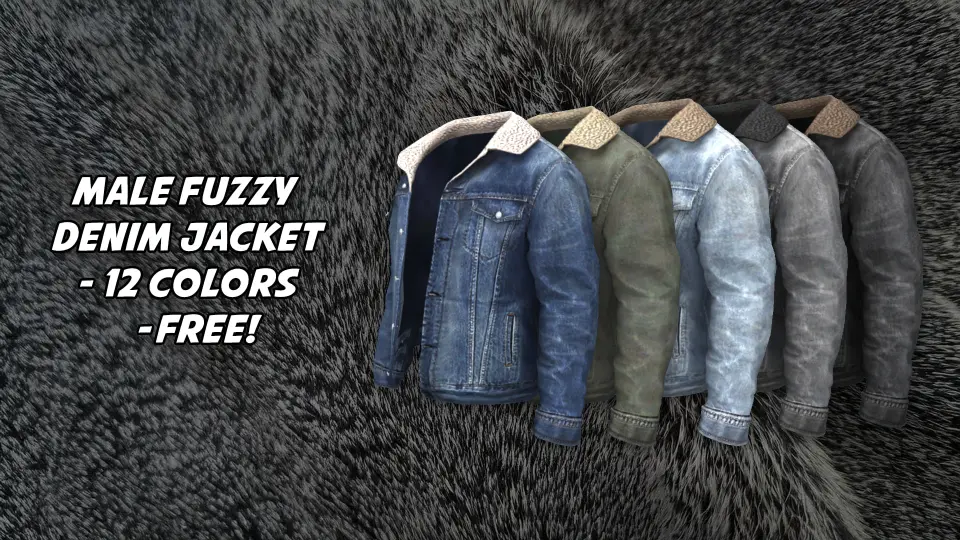 Male Fuzzy Denim Jacket-Addon Clothing