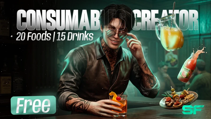 SouF Consumable Creator-FiveM Food & Drink Script | 35 Custom Props for QBCore, ESX & Qbox