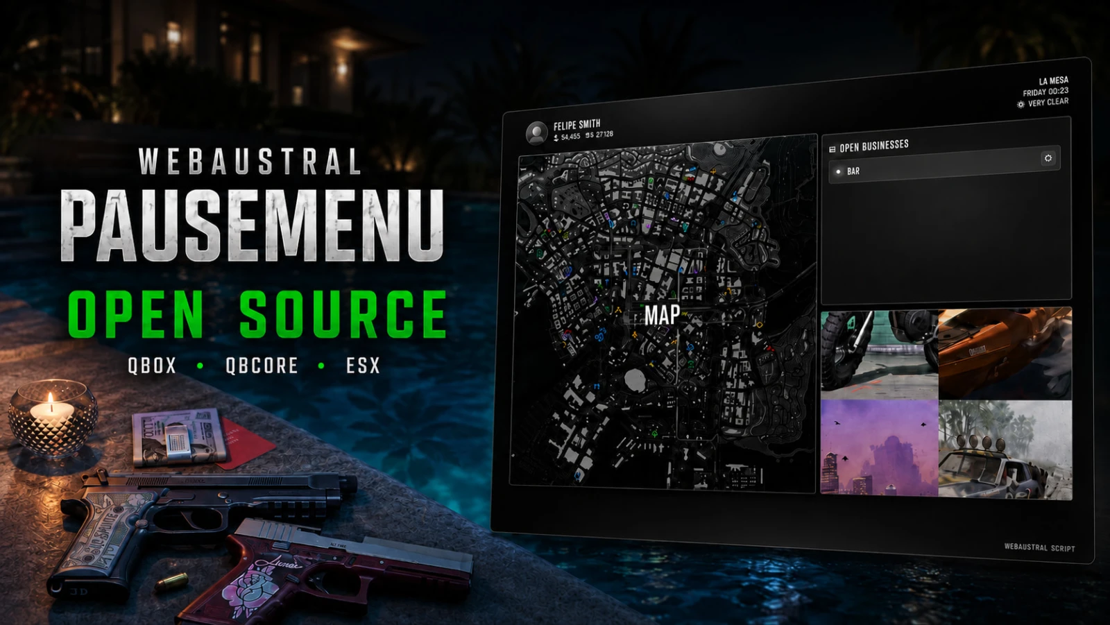 PauseMenu + System Gym | qbcore, qbox, esx