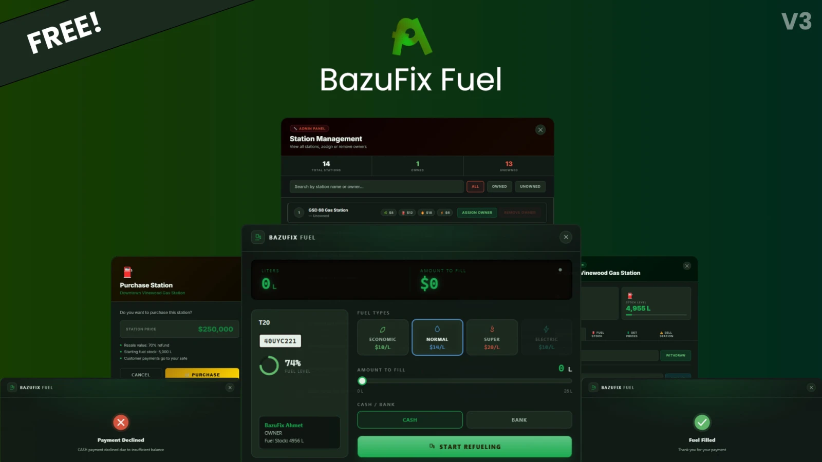 BazuFix Fuel V3 | Advanced Fuel & Gas Station System