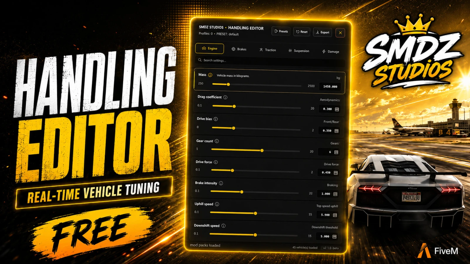 SMDZ Handling Editor-Visual Vehicle Tuning & handling.meta Export