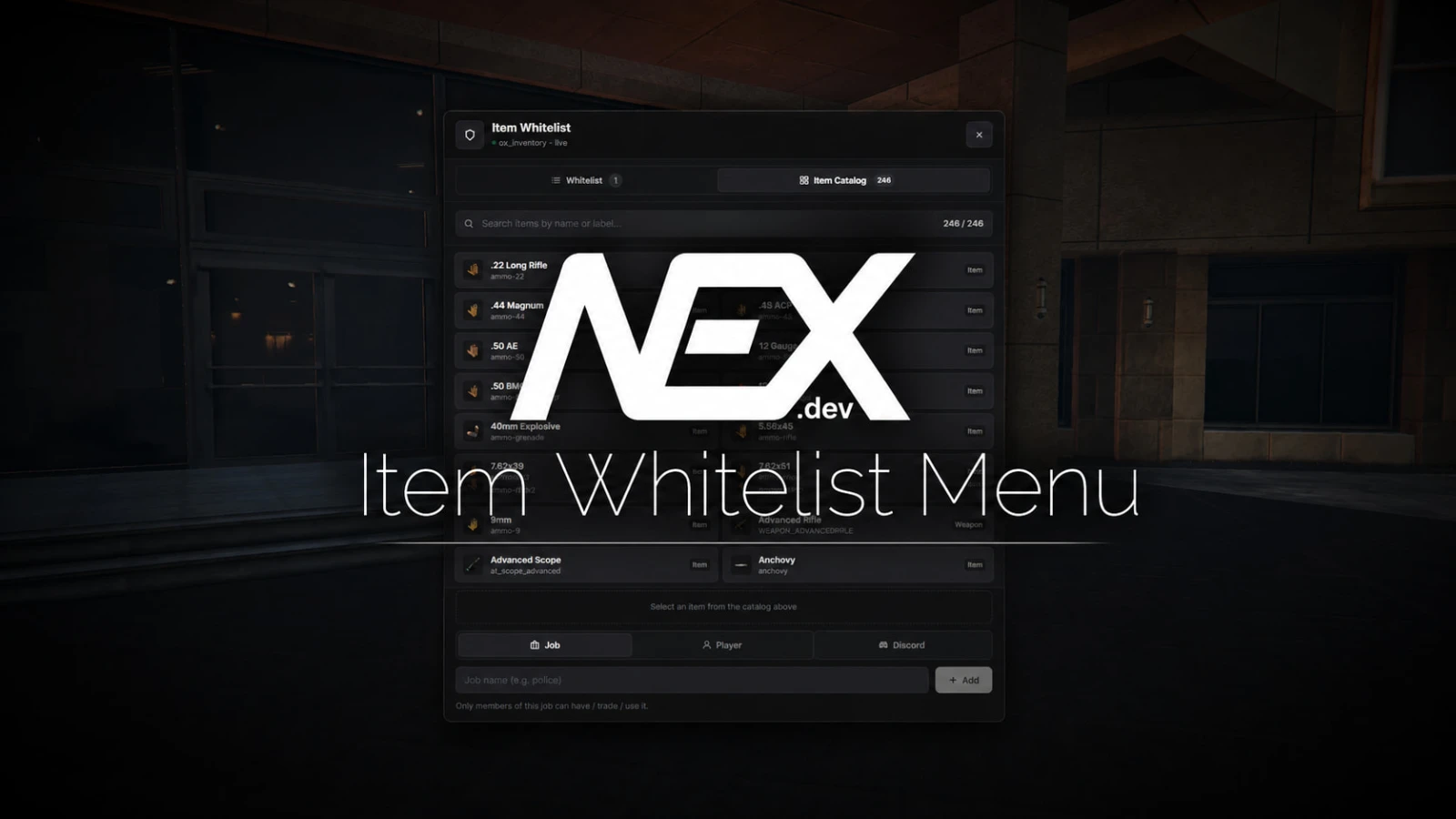 Item Whitelist Menu
