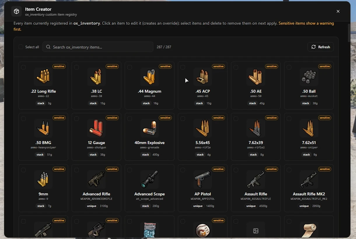 spoodyItemCreator | In-game item creator tool for ox_inventory