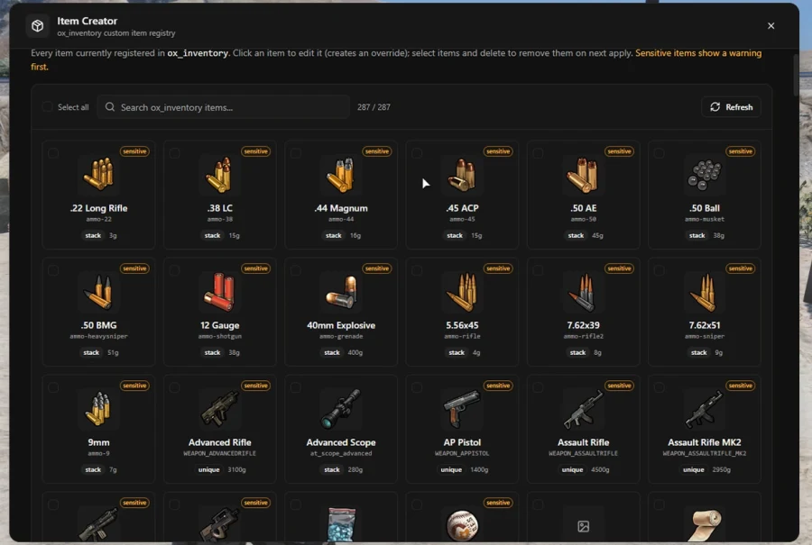 spoodyItemCreator | In-game item creator tool for ox_inventory