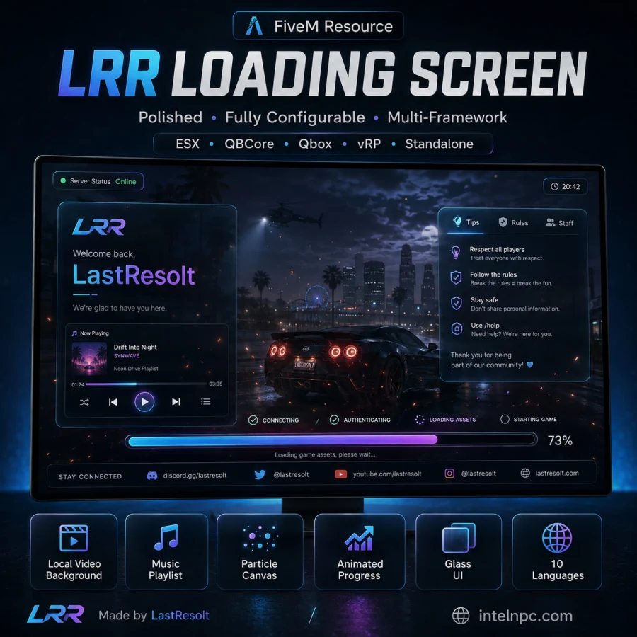 LR Loading Screen-A glass-panel loading screen with video, particles & live music