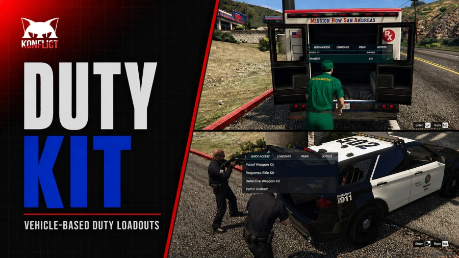 DutyKit | Vehicle-Based Duty Loadouts for Police, EMS, DOT, Mechanics & Job Fleets