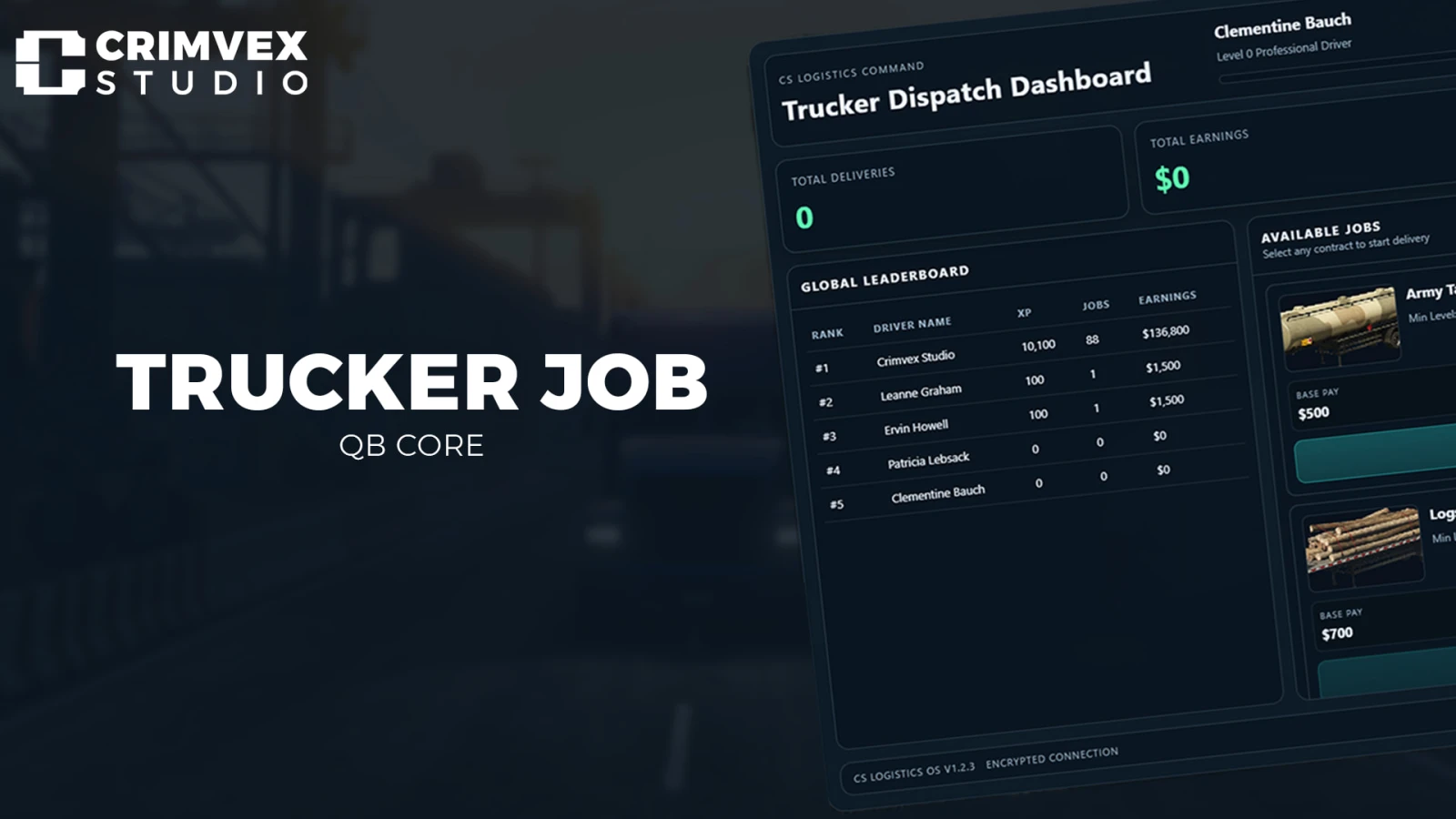 Crimvex Trucker Job | Advanced Qbox & QBCore Trucking System | XP, Contracts & Leaderboard