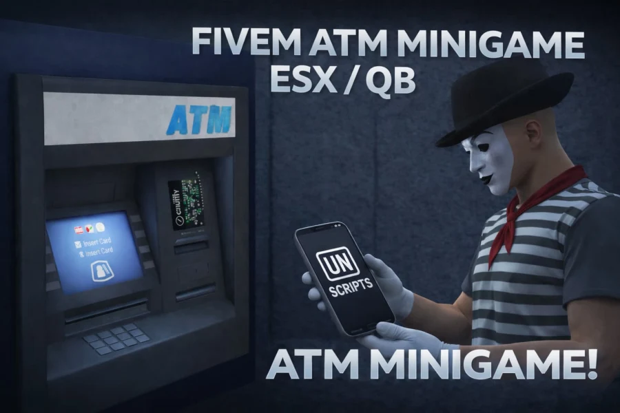 UN ATM Robbery | ESX / QBCore | Multiple Minigames | Configurable