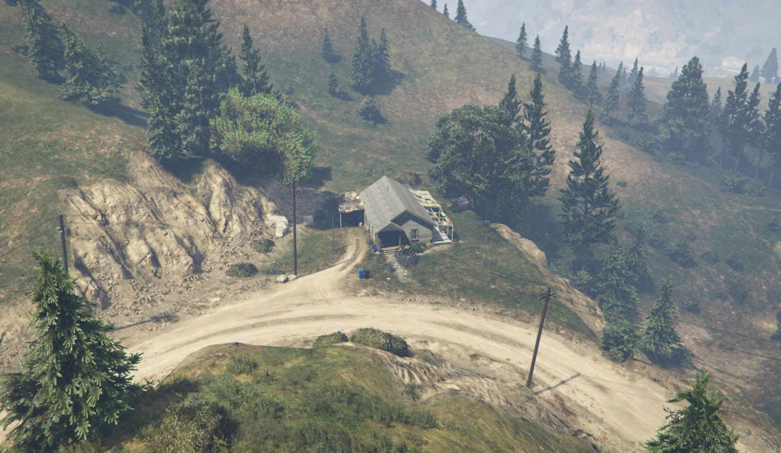 A house beyond hills