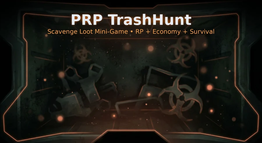 PRP TrashHunt, scavenging mini game with score-based loot, rep progression, and survival loops
