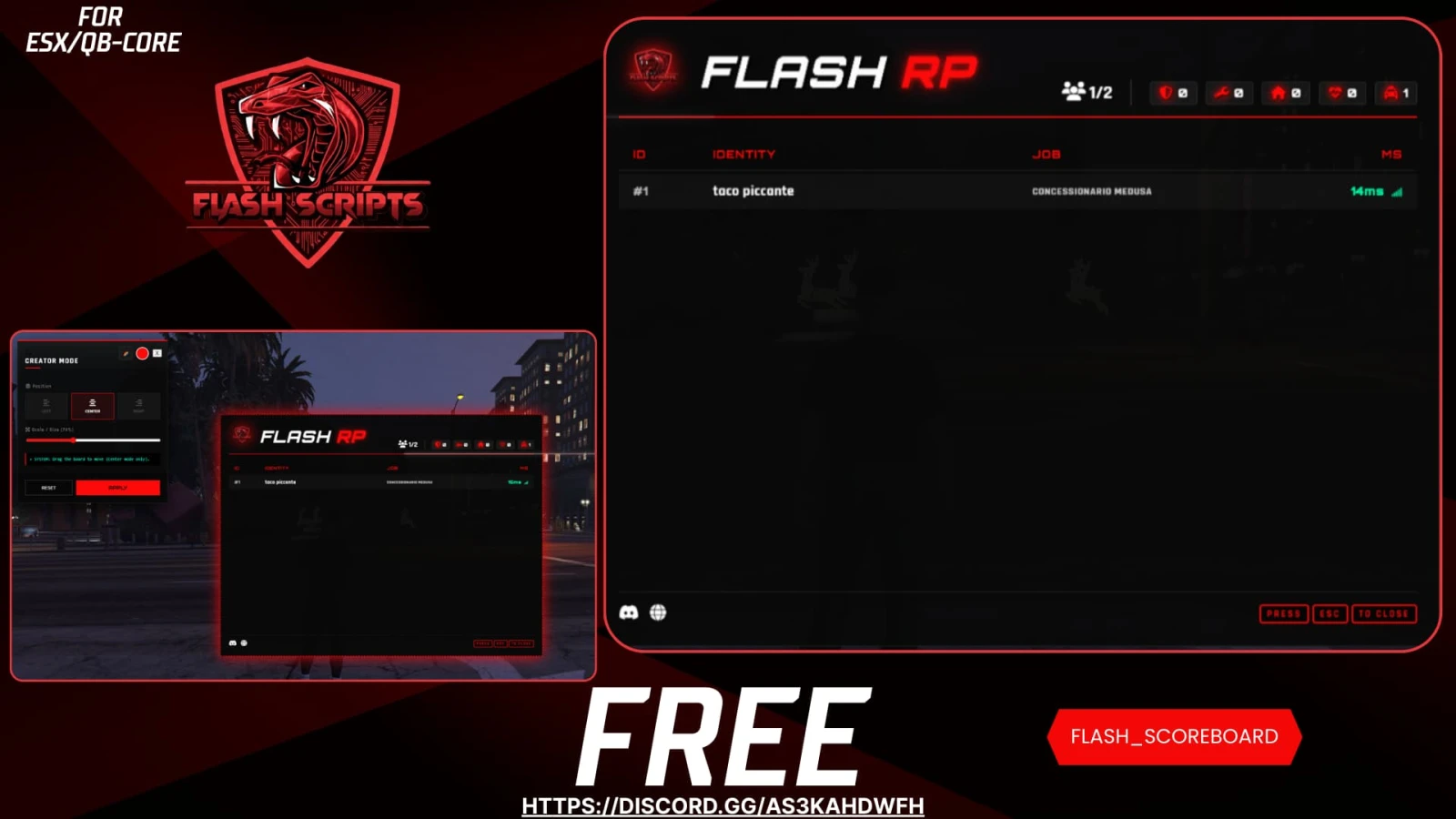 Flash Scoreboard-Real-Time Player List for ESX & QBCore