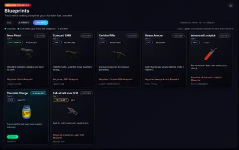 Blueprint Progression System