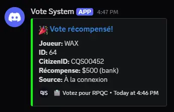Universal Vote Reward System for Top-Serveurs.net