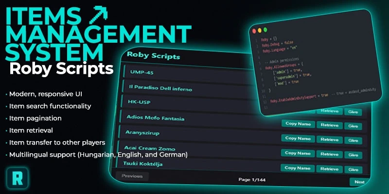 Roby Items-Modern Item Management UI for FiveM