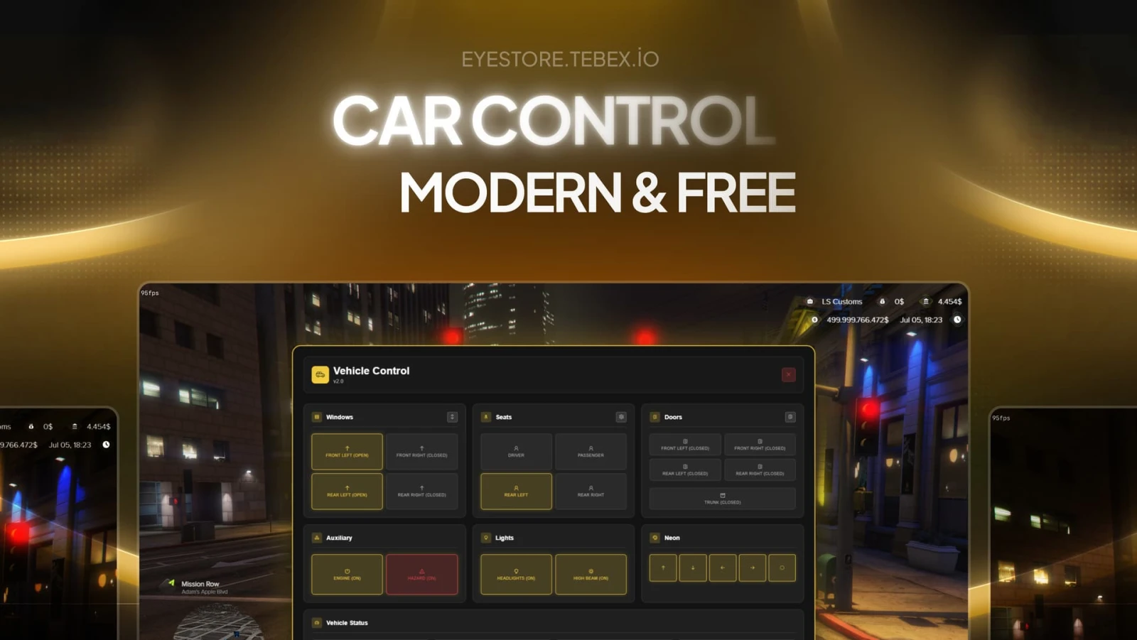 Best Standalone FiveM Car Control Script Modern UI | Free Vehicle Menu