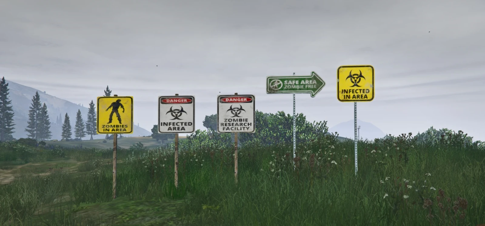 Zombie-themed Road Sign Props