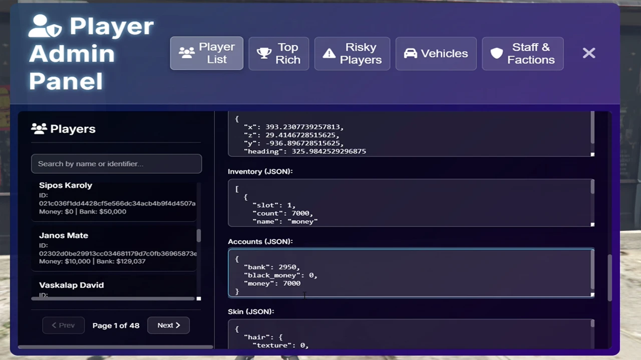 Player Info & Control Panel Script (open source)