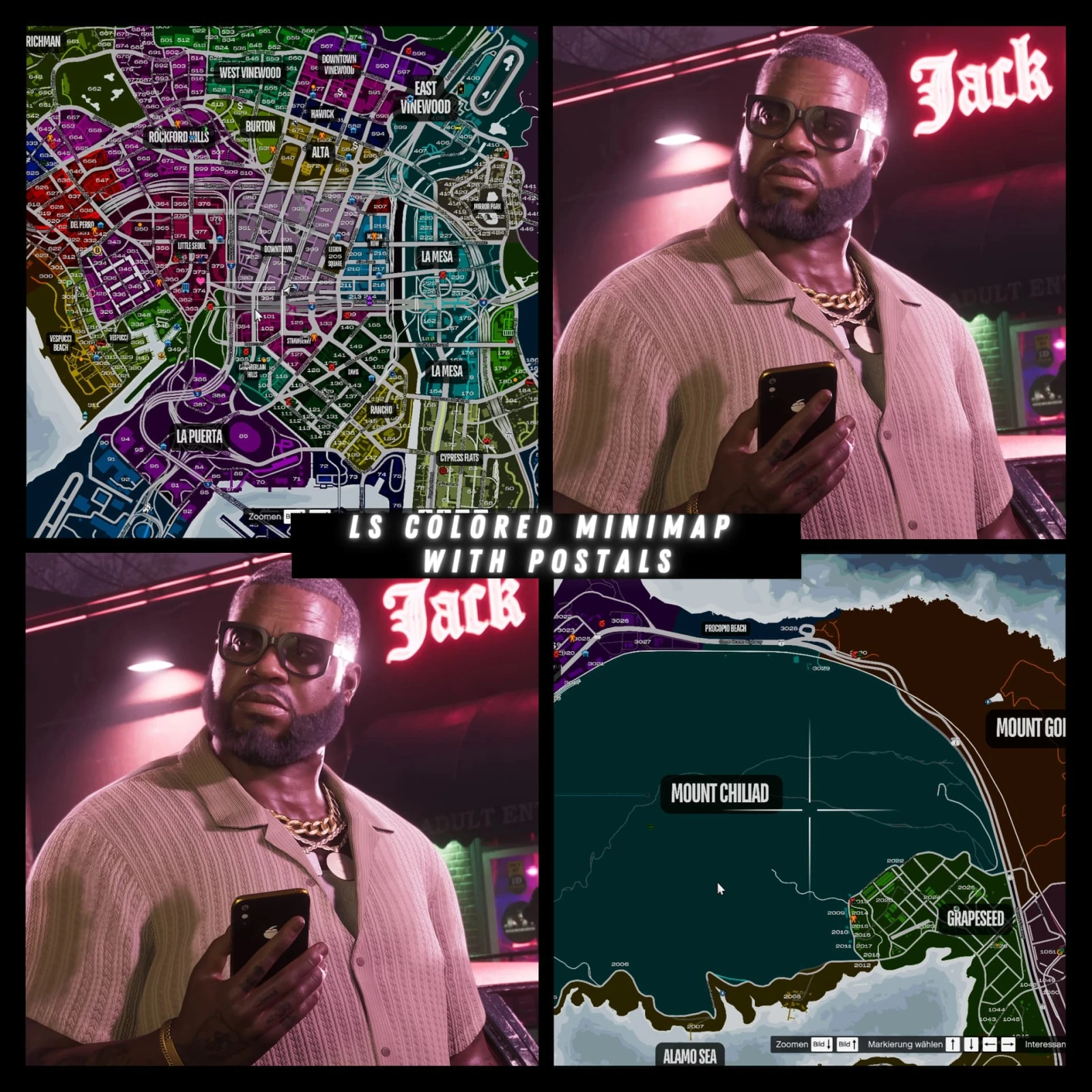 Custom Minimap with Colored Districts and Postal Codes