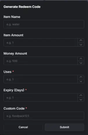 Redeem code system