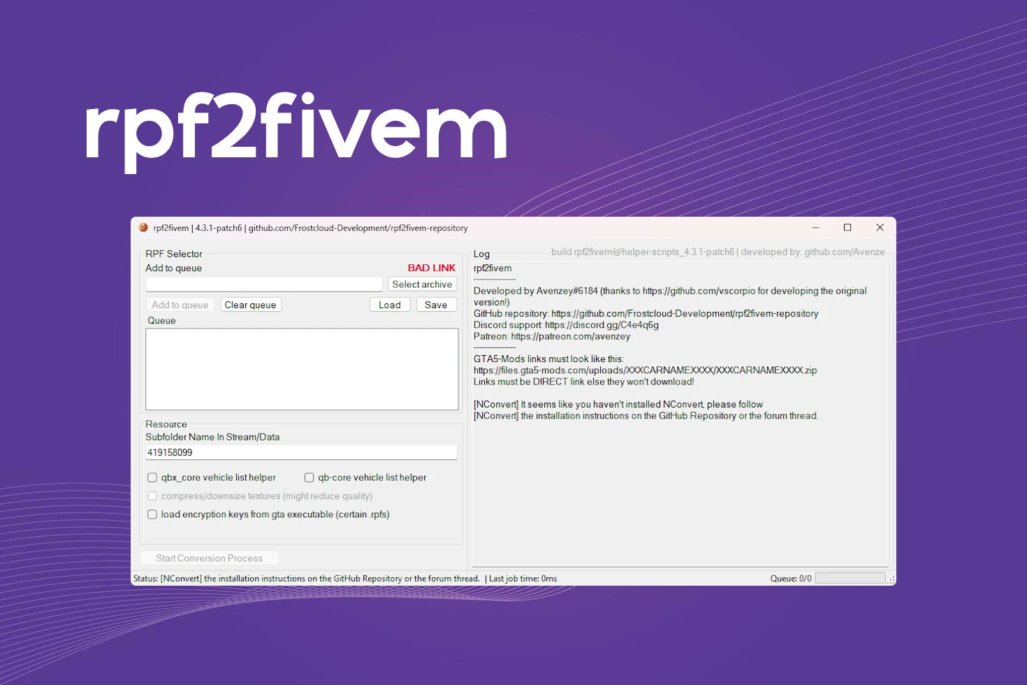 rpf2fivem, tool for GTA5Mods vehicle conversions