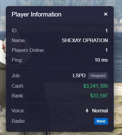 CharInfo-Free FiveM ESCharacter Info UI