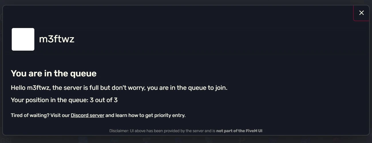 mz_queue: A simple and efficient queue system for FiveM servers with real-time priorities handling.