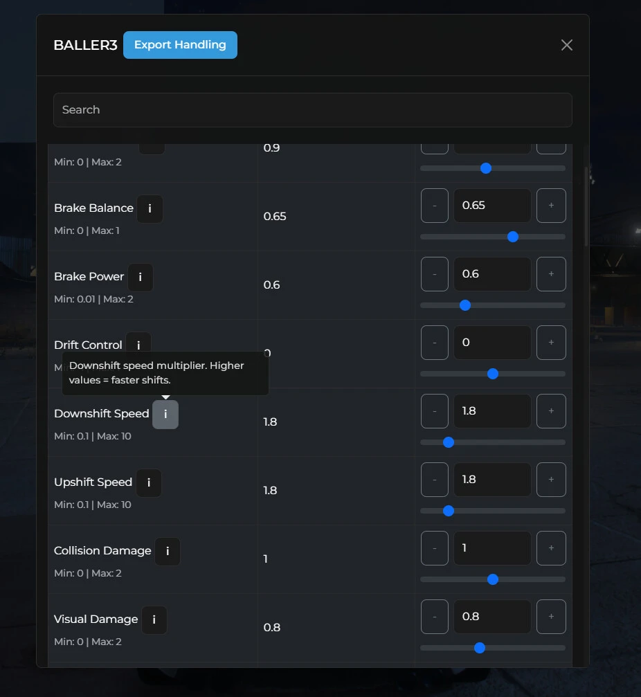 Free FiveM Vehicle Handling Editor