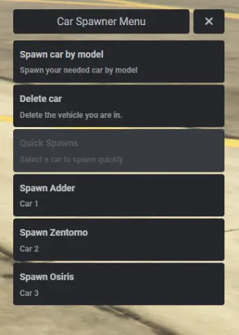 car menu script