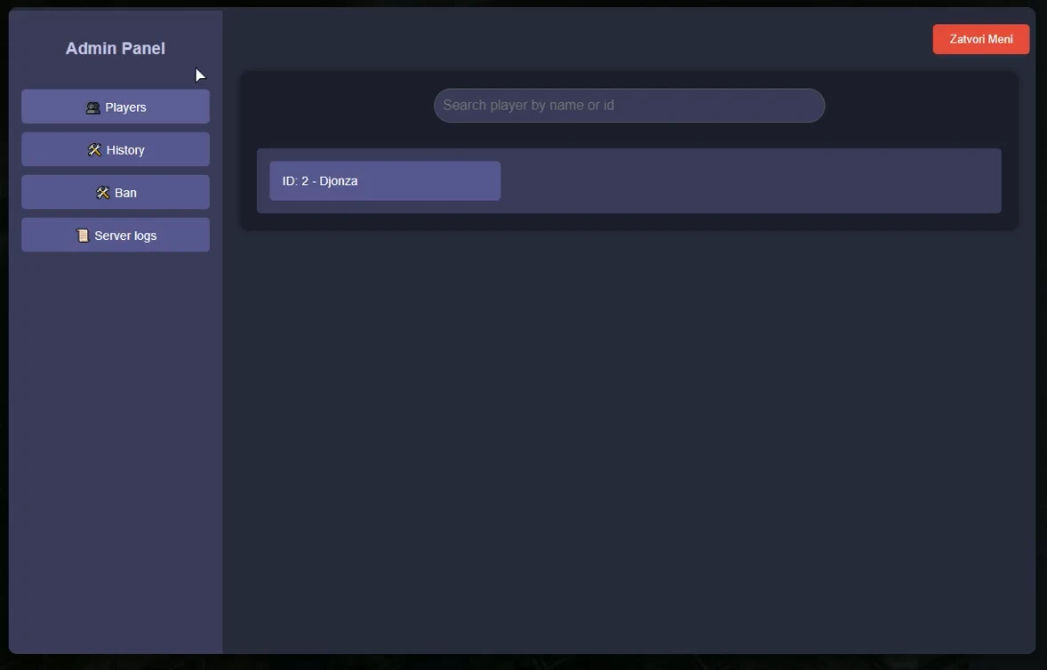 Admin panel